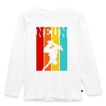 Neun Jahre alt - Alter - Geburtstag - Skater - Kinder Premium Bio Langarmshirt - Weiß - Vorne - AI Model Kid Female (0cm)