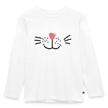 Gesichtsmaske Katze Maske Atemmaske Mundschutz - Kinder Premium Bio Langarmshirt - Weiß - Vorne - AI Model Kid Female (0cm)
