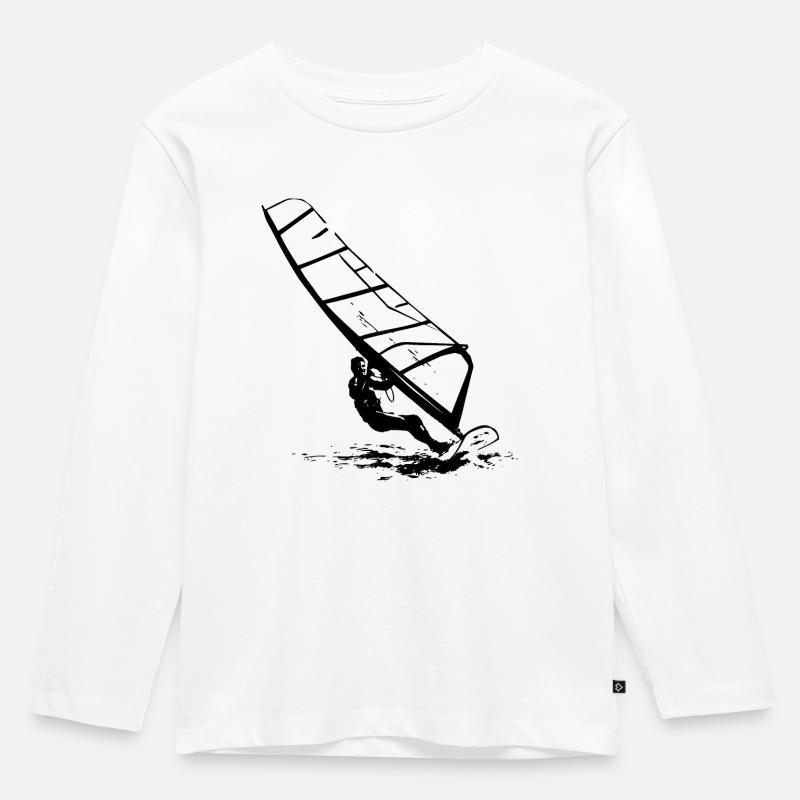 Windsurfing - Surfer - Kinder Premium Bio Langarmshirt - Weiß