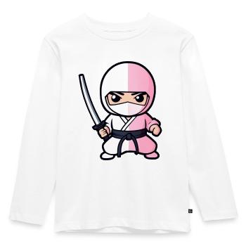 Mignon ninja blanc avec épée katana - T-shirt manches longues Premium Enfant - blanc - Devant - AI Model Kid Female (0cm)