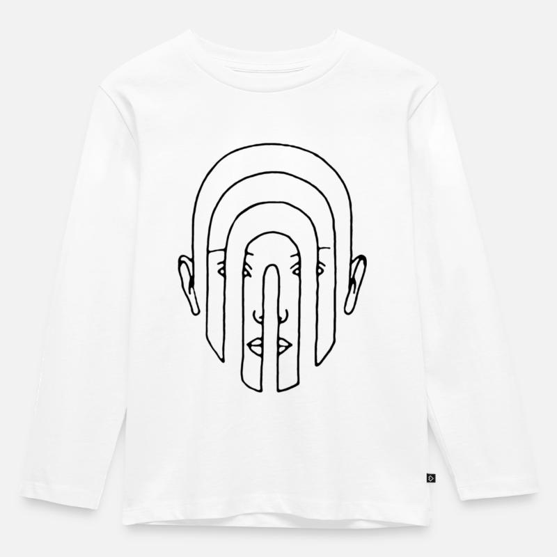Kopf - Kinder Premium Bio Langarmshirt - Weiß