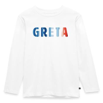 Greta | Warming Stripes - Kinder Premium Bio Langarmshirt - Weiß - Vorne - AI Model Kid Female (0cm)