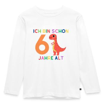 Ich bin 6 Junge Dinosaurier - Kinder Premium Bio Langarmshirt - Weiß - Vorne - AI Model Kid Female (0cm)
