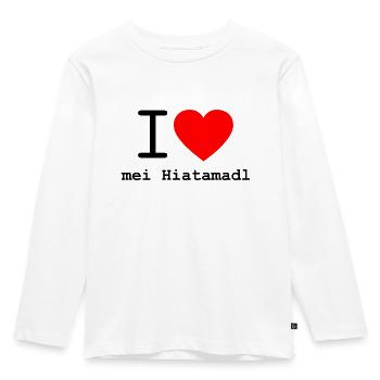 i love Hiatamadln - Kinder Premium Bio Langarmshirt - Weiß - Vorne - AI Model Kid Female (0cm)