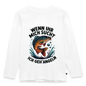 Wenn Ihr mich sucht - ich geh Angeln - Kinder Premium Bio Langarmshirt - Weiß - Vorne - AI Model Kid Female (0cm)