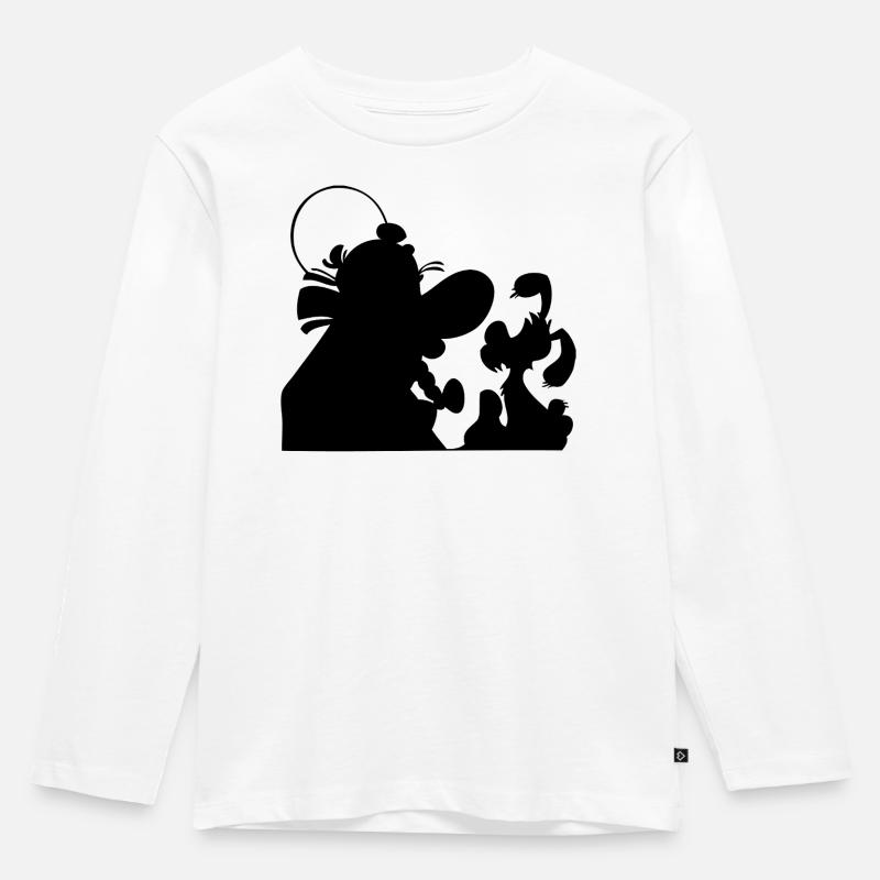 Asterix & Obelix - Obelix mit Idefix Schatten - Kinder Premium Bio Langarmshirt - Weiß