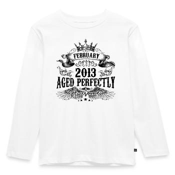 2013 | Februar Aged Perfectly 2013 Geburtstagsgeschenk - Kinder Premium Bio Langarmshirt - Weiß - Vorne - AI Model Kid Female (0cm)