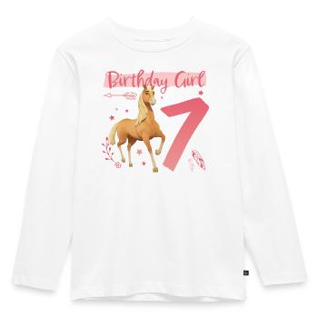 Spirit Birthday Girl 7 Regalo di compleanno - Maglia a maniche lunghe ecologica premium per bambini - bianco - Fronte - AI Model Kid Female (0cm)