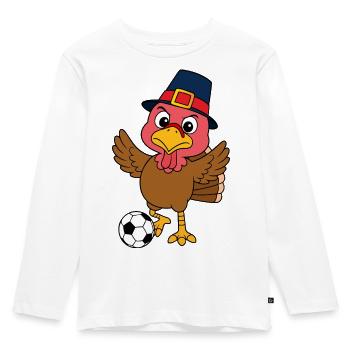 Dindon Foot de Thanksgiving - T-shirt manches longues Premium Enfant - blanc - Devant - AI Model Kid Female (0cm)