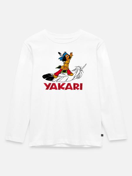 Yakari auf Feder - Kinder Premium Bio Langarmshirt - Weiß