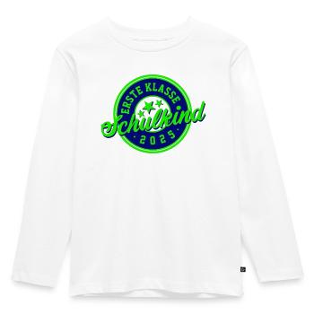 SCHULKIND 2025 - EINSCHULUNG - ERSTER SCHULTAG - Kinder Premium Bio Langarmshirt - Weiß - Vorne - AI Model Kid Female (0cm)