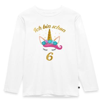 Ich bin schon 6 - Geburtstag Geschenk - Kinder Premium Bio Langarmshirt - Weiß - Vorne - AI Model Kid Female (0cm)