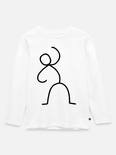 Strichmännchen in Aktion - Kinder Premium Bio Langarmshirt - Weiß