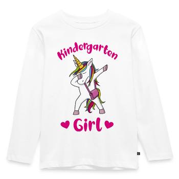 Kindergarten Girl Einhorn - Kinder Premium Bio Langarmshirt - Weiß - Vorne - AI Model Kid Female (0cm)