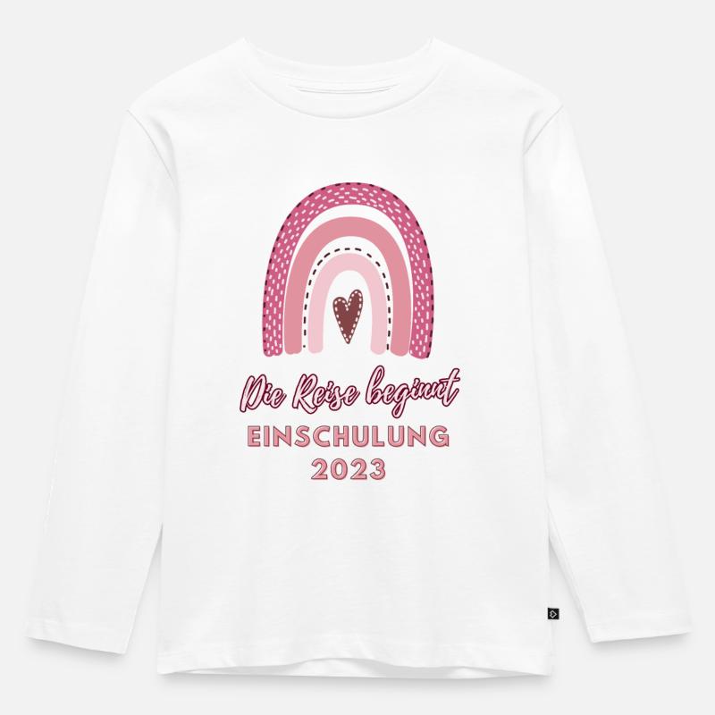 Die Reise beginnt: Einschulung 2023 - Kinder Premium Bio Langarmshirt - Weiß