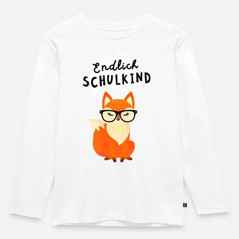 Endlich Schulkind Fuchs Einschulung - Kinder Premium Bio Langarmshirt - Weiß