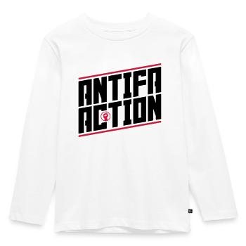 Antifa Action - Kinder Premium Bio Langarmshirt - Weiß - Vorne - AI Model Kid Female (0cm)