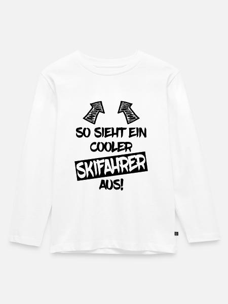 SKIFAHRER - Kinder Premium Bio Langarmshirt - Weiß