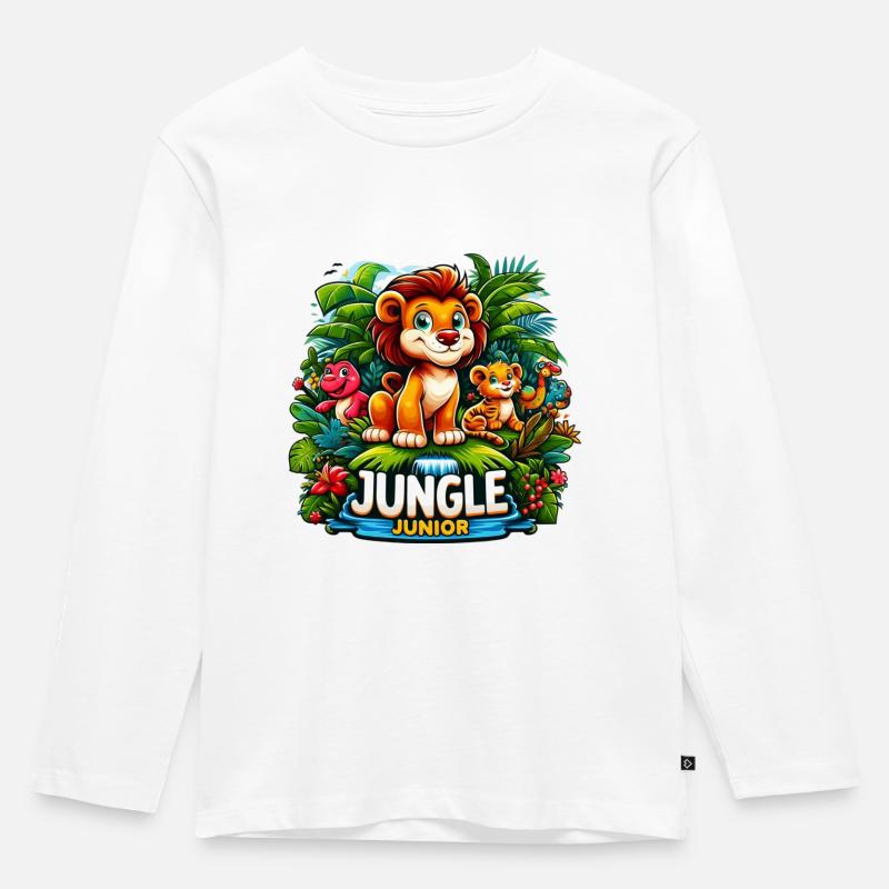 Dschungel-Junior-Abenteuer - Kinder Premium Bio Langarmshirt - Weiß
