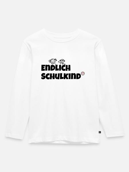 Endlich Schulkind - Kinder Premium Bio Langarmshirt - Weiß