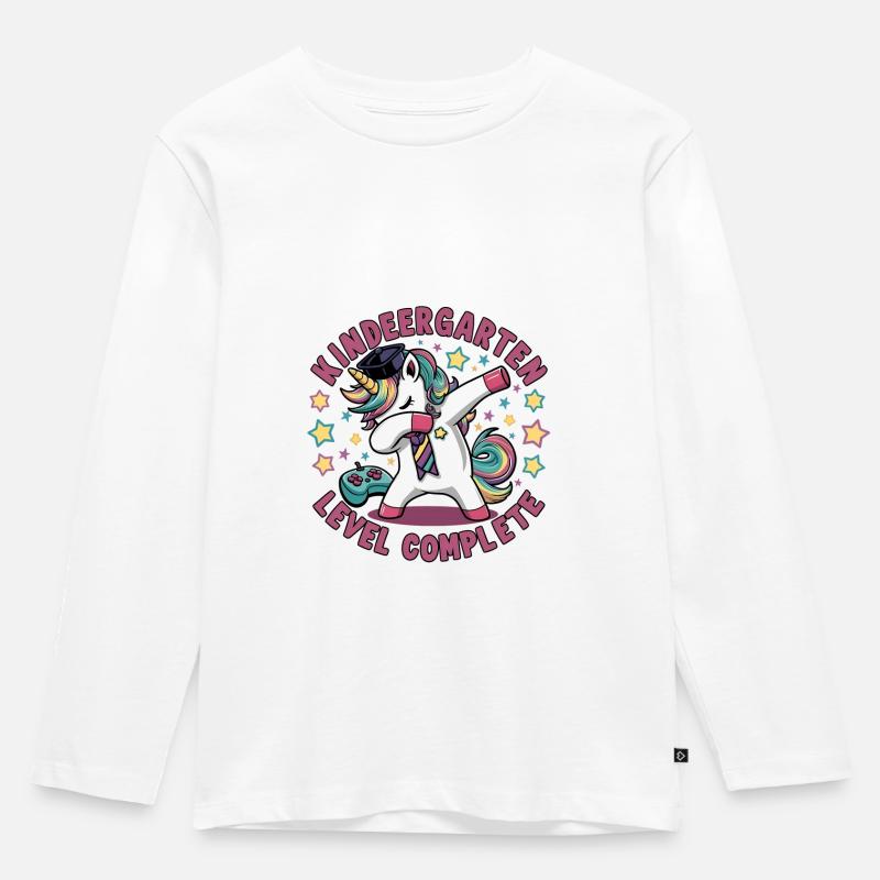 Kindergarten Level Complete - Einschulung - Kinder Premium Bio Langarmshirt - Weiß