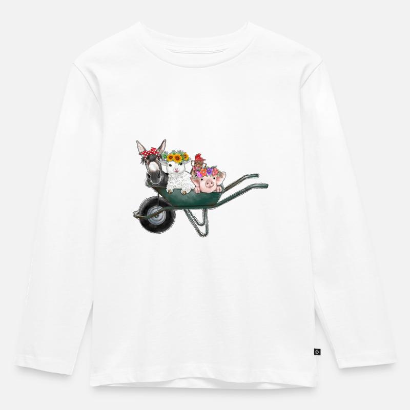 Nutztiere - Kinder Premium Bio Langarmshirt - Weiß