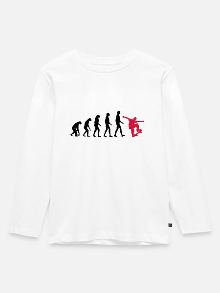 Skater Evolution - Skateboard - Skating - Geschenk - Kinder Premium Bio Langarmshirt - Weiß
