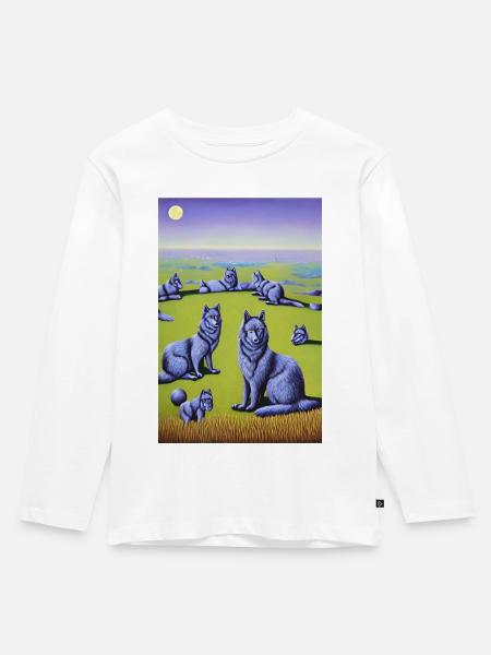 Wölfe im Rudel - Kinder Premium Bio Langarmshirt - Weiß