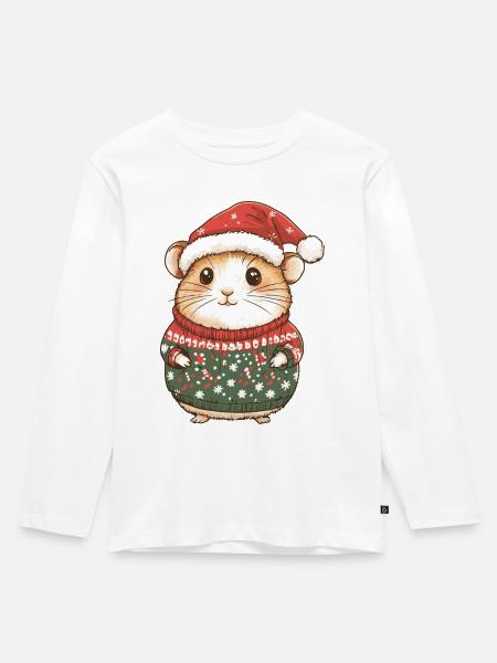 Hamster Weihnachten - Kinder Premium Bio Langarmshirt - Weiß