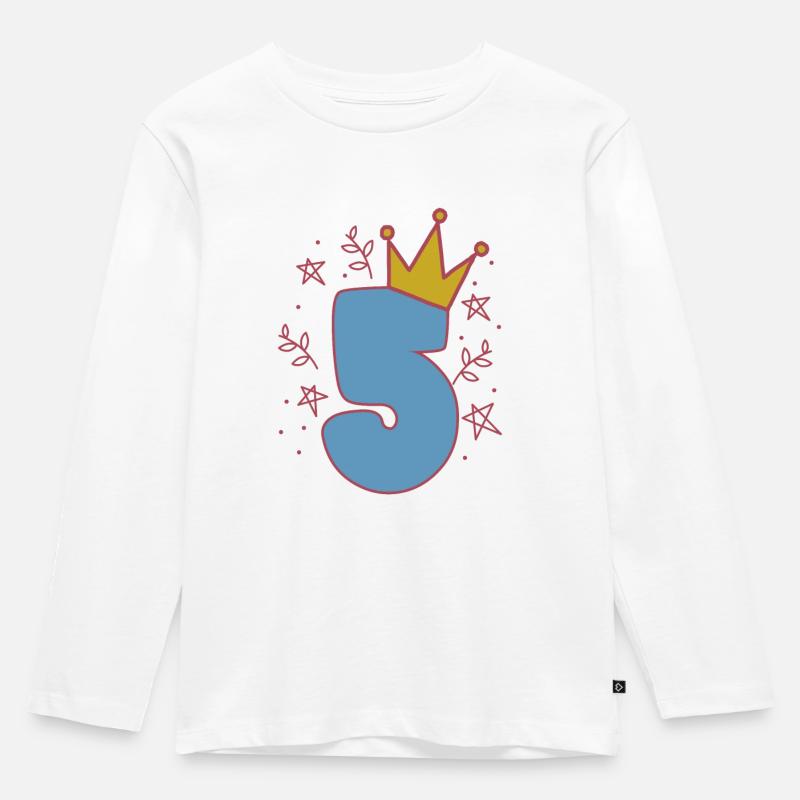 5 Jahre - 5. Geburtstag - Kinder Premium Bio Langarmshirt - Weiß