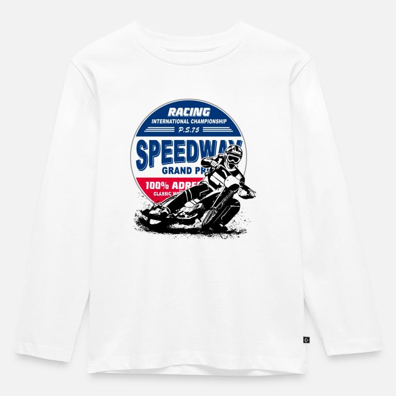 Speedway - Motorcycle Speedway - Kinder Premium Bio Langarmshirt - Weiß