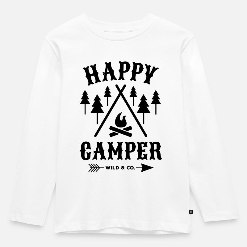 HappyCamper schmal - Kinder Premium Bio Langarmshirt - Weiß