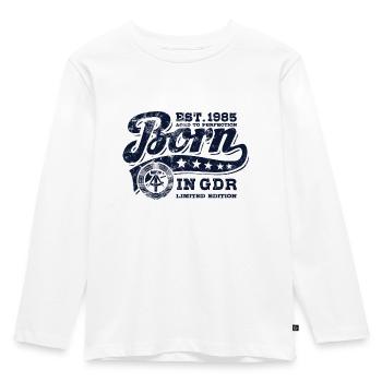Born in GDR 1985 - Geburtstag - Ossi Geschenk - Kinder Premium Bio Langarmshirt - Weiß - Vorne - AI Model Kid Female (0cm)