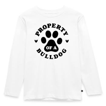 Eigentum einer Bulldogge - Kinder Premium Bio Langarmshirt - Weiß - Vorne - AI Model Kid Female (0cm)