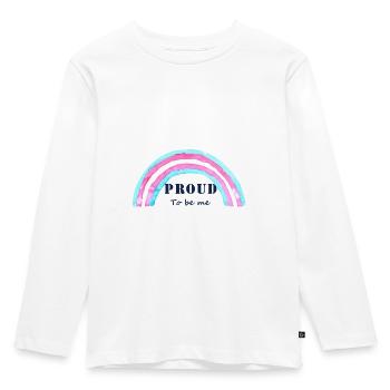Stolz darauf, ich Transgender zu sein - Kinder Premium Bio Langarmshirt - Weiß - Vorne - AI Model Kid Female (0cm)