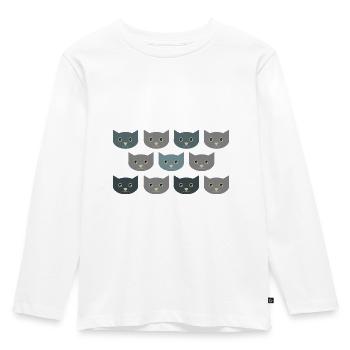 Têtes de chats - T-shirt manches longues Premium Enfant - blanc - Devant - AI Model Kid Female (0cm)