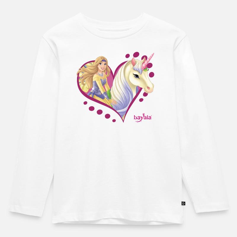 Schleich bayala Sera mit Blüten-Einhorn - Kinder Premium Bio Langarmshirt - Weiß