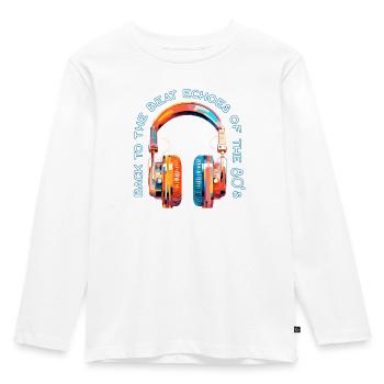 Feel the sounds of the 80s, retro over-ear headphones - Kids' Premium Longsleeve Shirt - white - Front - AI Model Kid Female (0cm)