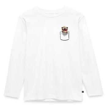 Chien dans la poche - T-shirt manches longues Premium Enfant - blanc - Devant - AI Model Kid Female (0cm)