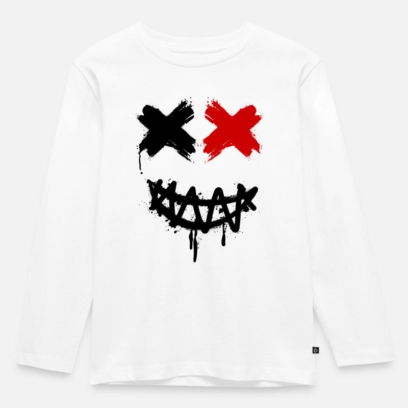 Graffiti Lächeln - Kinder Premium Bio Langarmshirt - Weiß