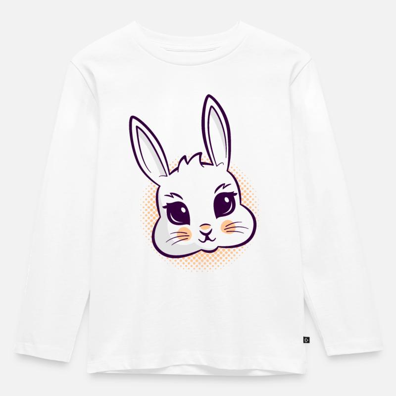 Hasenkopf - Kinder Premium Bio Langarmshirt - Weiß