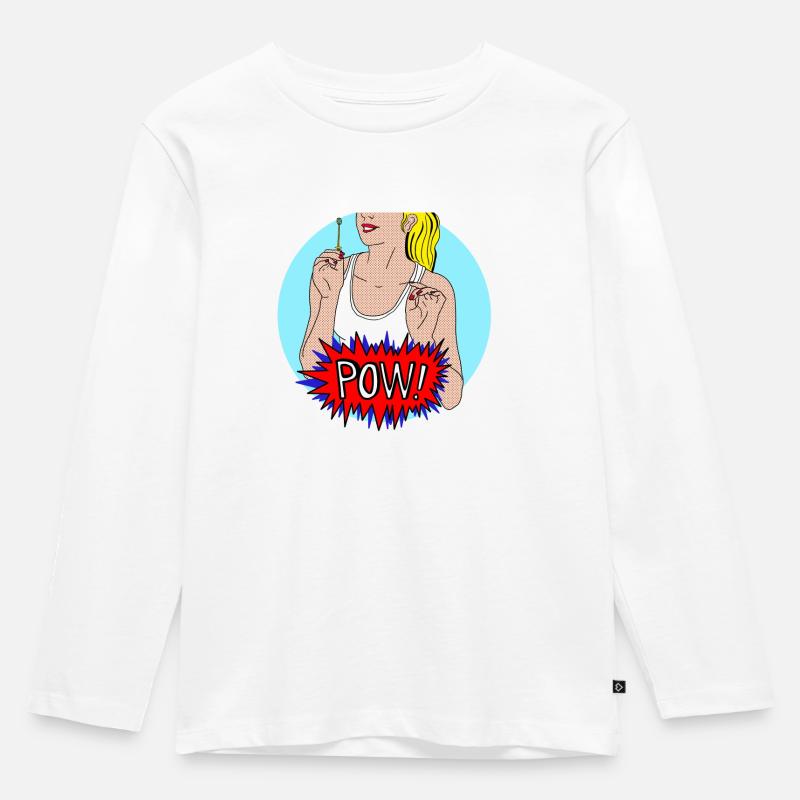 Pow! - Kinder Premium Bio Langarmshirt - Weiß