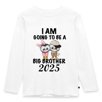 Großer Bruder 2025, 2025 Großer Bruder Pinguin - Kinder Premium Bio Langarmshirt - Weiß - Vorne - AI Model Kid Female (0cm)