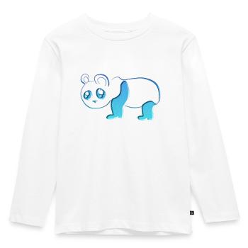 Panda Bleu Ours Animal Paillettes Bleu - T-shirt manches longues Premium Enfant - blanc - Devant - AI Model Kid Female (0cm)