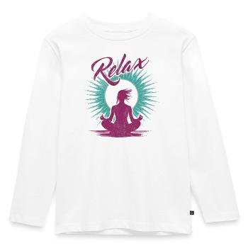 Yoga Relax - Le bien-être de la méditation - T-shirt manches longues Premium Enfant - blanc - Devant - AI Model Kid Female (0cm)