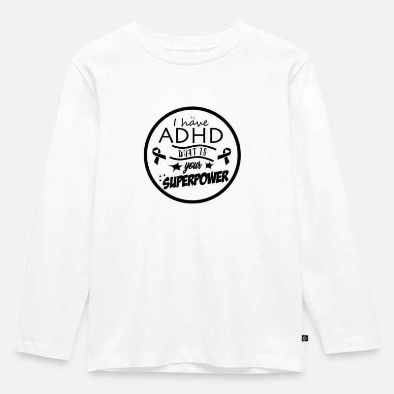 Adhs - Kinder Premium Bio Langarmshirt - Weiß