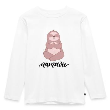 Yoga Meditation Sloth Namaste - Kids' Premium Longsleeve Shirt - white - Front - AI Model Kid Female (0cm)