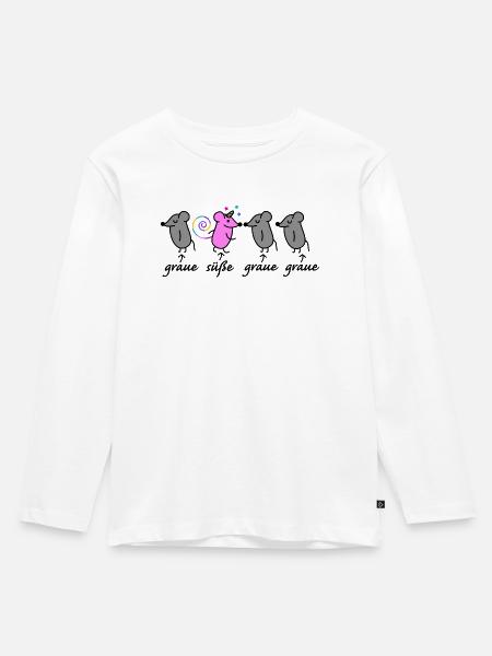 Maus und Mäuse - Kinder Premium Bio Langarmshirt - Weiß
