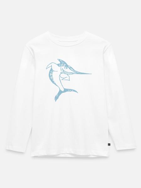 Hai Fisch Schwertfisch - Kinder Premium Bio Langarmshirt - Weiß