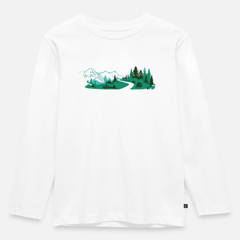 Landschaft einer Straße in den Bergen. - Kinder Premium Bio Langarmshirt - Weiß